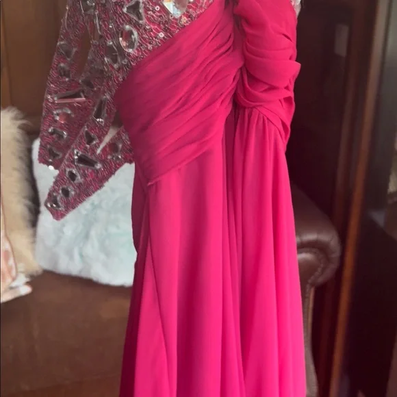 Blondie Nites strapless Pink flowy Gown - Picture 9 of 15